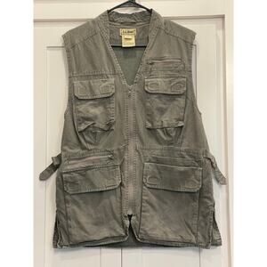 L.L. Bean women's Khaki Field Vest fishing safari photog cargo SM VTG